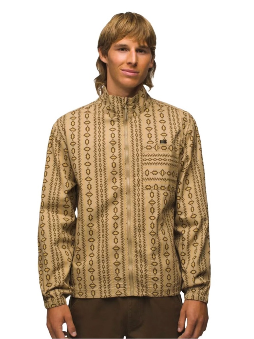 PrAna Saucha Jacket Full Zip Relaxed Fit Aztec Southwestern Brown Mens Medium - Picture 2 of 4